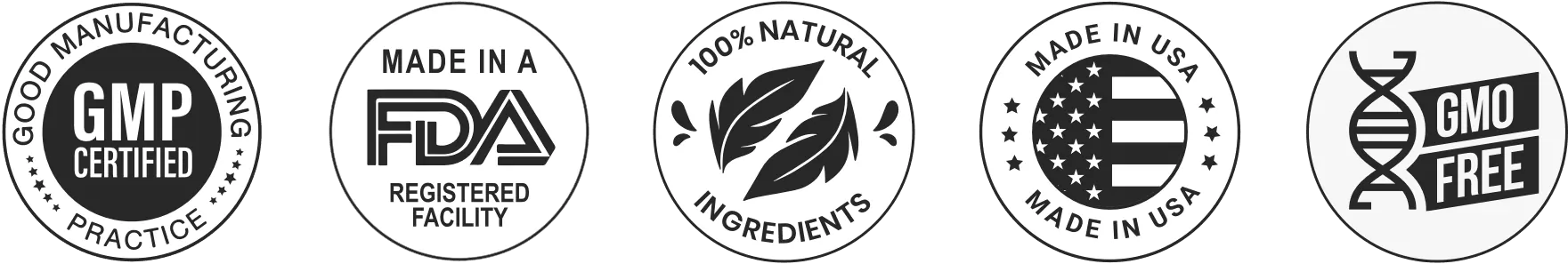 FDA Approved and GMP Certified Facility Trust Badges